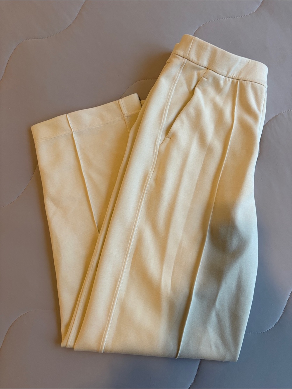 Cream High-Waist Yoga Trousers